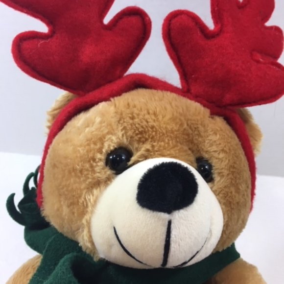 DAN DEE Christmas Teddy Bear Plush Stuffed Toy Green Scarf Magnetic Paws 12" - Picture 4 of 7